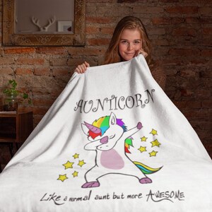 Aunticorn Throw Blanket Gifts for Aunts who are awesome Funny Auntie Gift, Unicorn lovers image 2