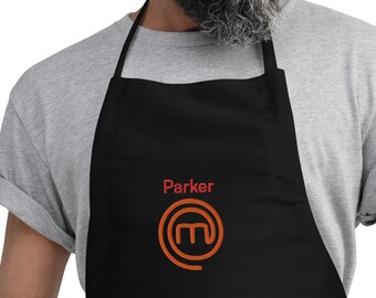 Masterchef Apron - Embroidery Stitching - Custom Personalized Name option - Prop Merch