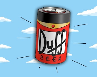 Duff Beer Can Cooler - Simpsons Beer - Homer - Tumbler - Bachelor Party Gift - Cartoon Drink Fandom Replica Collectible