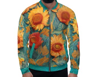 Vincent Van Gogh Sunflowers Jacket - Unisex Bomber Printed Jacket - Art Lover Gift - Ships worldwide