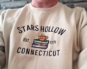 Stars Hollow Connecticut Embroidered Sweatshirt - Books - Coffee - Luke's - Unisex Sweatshirt or Hoodie