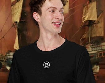 Bitcoin Logo Embroidered T-Shirt - Minimalist - Michael Saylor Cosplay Apparel for BTC Enthusiasts