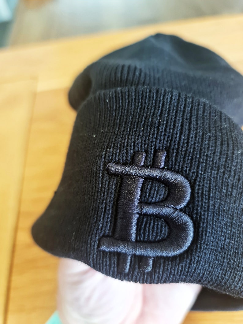 Bitcoin Beanie Black on black subtle Embroidery Bitcoin Merch Swag Hat image 2