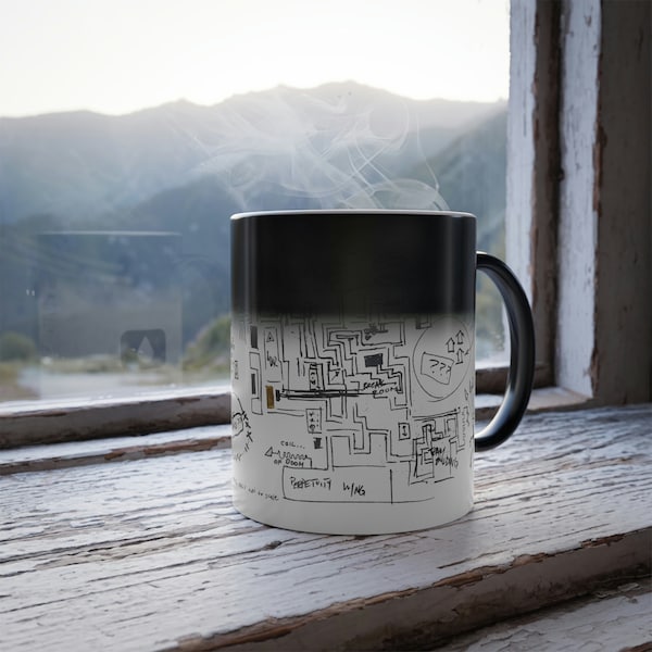 Severance Mug - Petey's Hidden Map - Lumon industries Merch - Droplet logo Mug - 11oz Coffee Cup - Color Changing Magic Mug