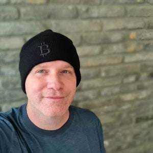 Bitcoin Beanie Black on black subtle Embroidery Bitcoin Merch Swag Hat image 6