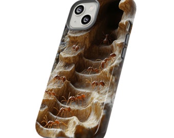 3D Ant Farm Illusion Phone Case - Tough Phone Cover - Unique, Realistic Ant Colony Design for Ant Lovers, Formicidae Enthusiasts
