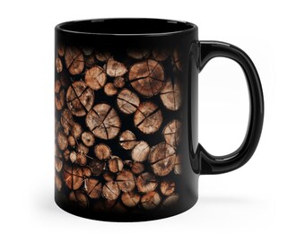 Timber Pile Mug - Wood - Fireplace Lover Gift - Campfire - Outdoor - Winter Gift