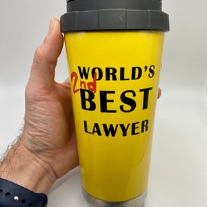 World's 2nd Best Lawyer Tumbler Better Call Saul Inspired Thermos Cosplay Screen Accurate Prop Fan Memorabilia replica Lawyer gift image 4