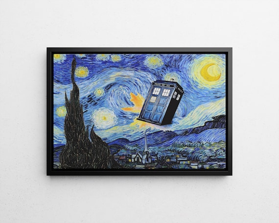 Starry Night Painting Van Gogh Linen Tote Bags Star Wars Tardis  Eco-Friendly Bag