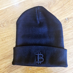 Bitcoin Beanie Black on black subtle Embroidery Bitcoin Merch Swag Hat image 5