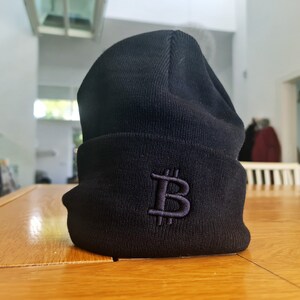 Bitcoin Beanie Black on black subtle Embroidery Bitcoin Merch Swag Hat image 3