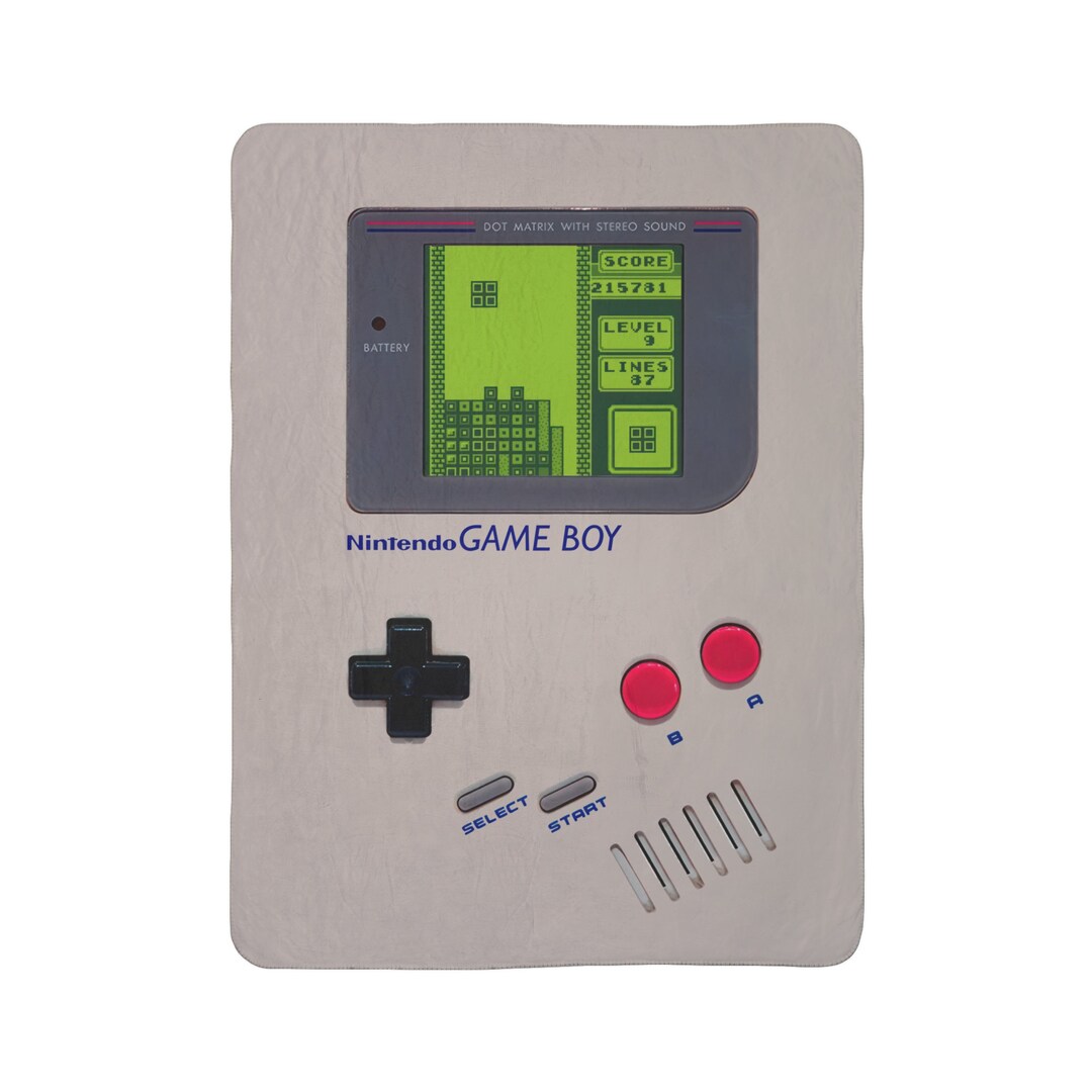 Gameboy Blanket Replica Fleece Sherpa Throw Blanket Retro Geeky Merch