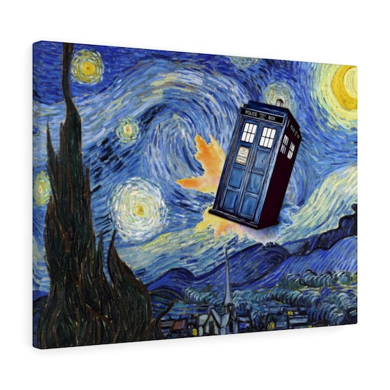 The Tardis at night, Doctor Who print by Golden Planet Prints