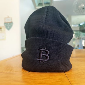 Bitcoin Beanie Black on black subtle Embroidery Bitcoin Merch Swag Hat image 4