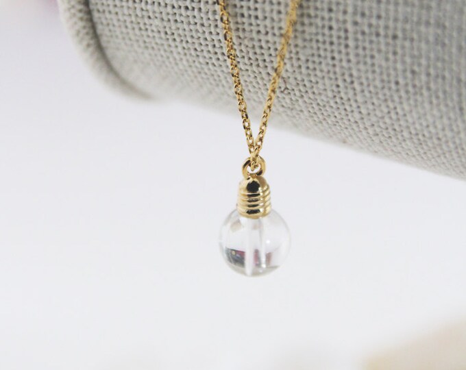 Light Bulb Necklace in Silver/ Gold. Whimsical and Fun. Cute Jewelry