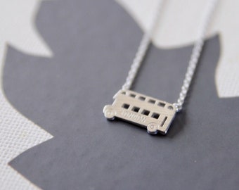 London Bus Necklace in Silver/ Gold. Vehicle Jewelry. Whimsical and Fun. Cute. Unisex Gift. Gift For Teens (PNL-225)