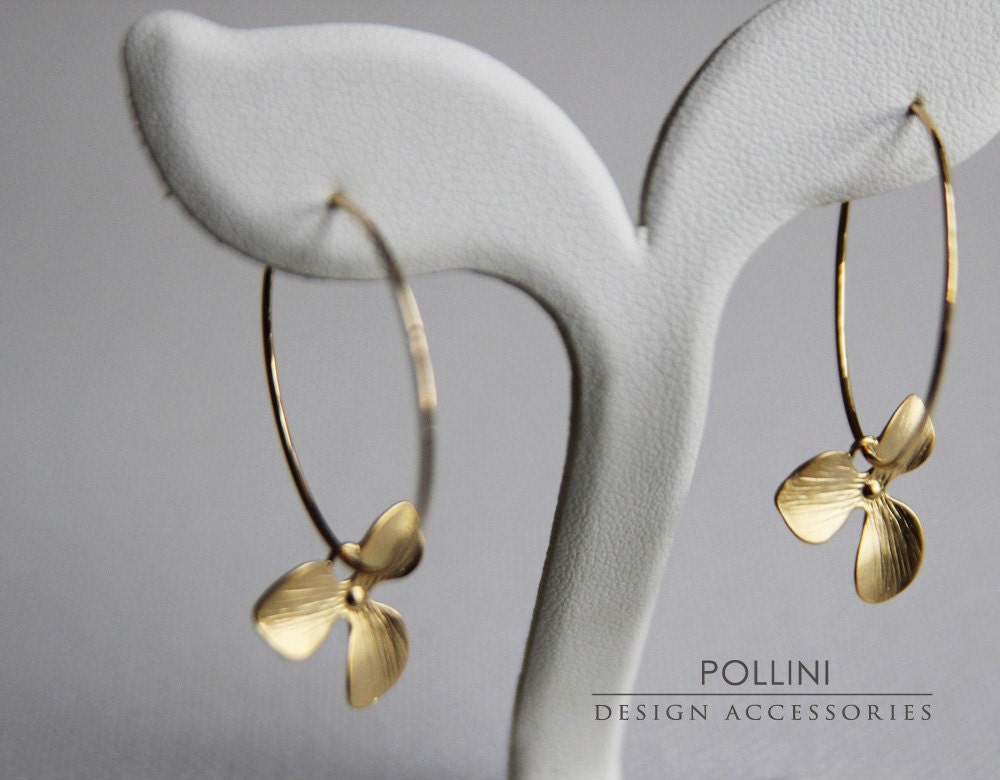 Orchid Hoop Earrings. Matte Gold. Everyday Wear. Elegant. Gift - Etsy