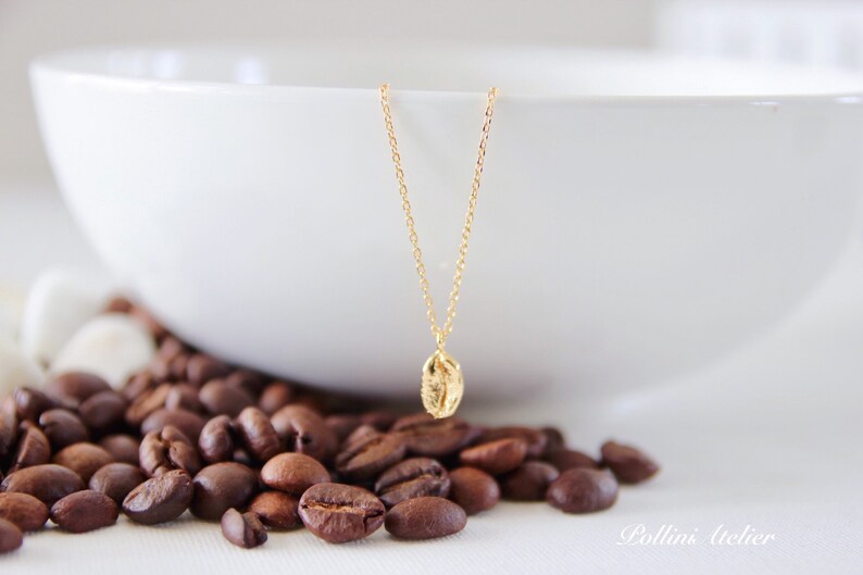 Coffee Bean Necklace in Gold/ Silver. Coffee Necklace. Etsy