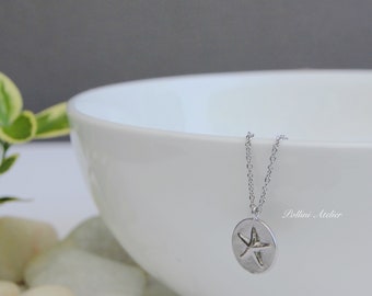 Sea Star Necklace in Matte Silver. Layering Necklace. Ocean Jewelry. Environmentalist. Everyday Wear. Gift For Her (PNL-256)