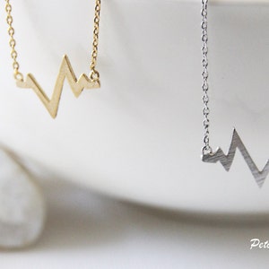 Heart Beat Necklace in Gold/Silver. Chevron Necklace. Minimalist Jewelry. Simple and Chic. Collarbone Necklace. Gift For Her PNL 140 image 2