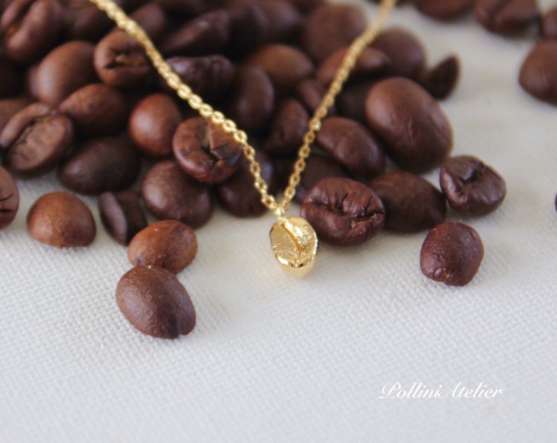 Coffee Bean Necklace in Gold/ Silver. Coffee Necklace. Etsy