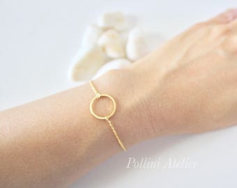 Circle Ring Bracelet in Matte Silver/ Gold. Simple Modern. Minimalist Jewelry. Round Bracelet. Everyday Wear. Gift For Her (PBL-36)