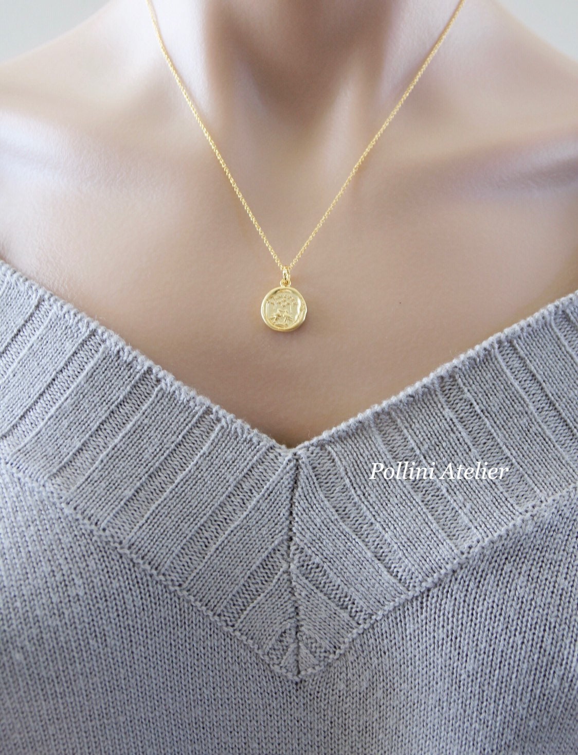 Bird Coin Necklace in Gold. Simple Necklace. Collarbone - Etsy Australia