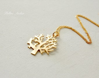 Tree Necklace in Gold. Tree of Life Necklace. Charm Necklace. Garden. Botanical. Dainty and Subtle. Gift For Her (PNL-230)