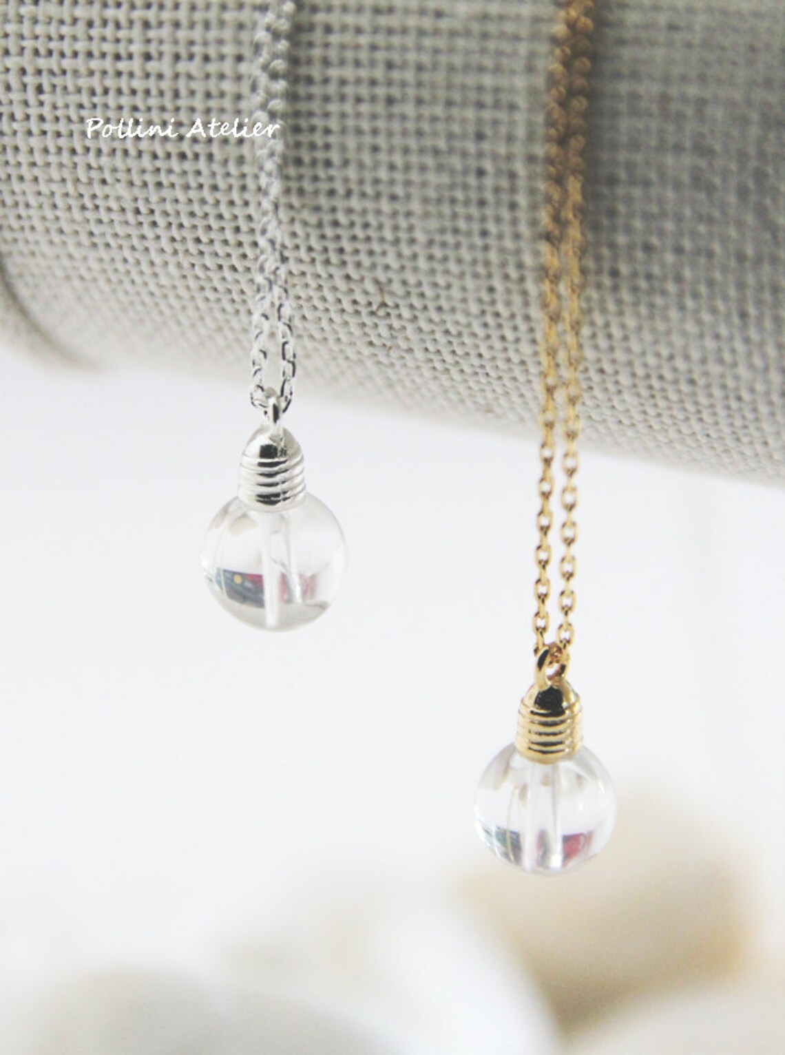 Light Bulb Necklace in Silver/ Gold. Whimsical and Fun. Cute Etsy