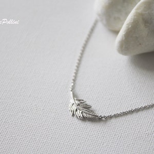 Feather Necklace in Silver/ Gold. Collar Bone Necklace. Everyday Wear. Gift For Her PNL-76 image 3