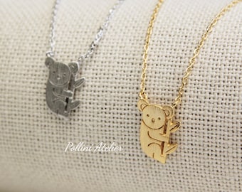 Koala Necklace in Silver/ Gold. Collarbone Necklace. Australian Animal Necklace. Cute Jewelry. Birthday Gift. Gift For Her (PNL-146)