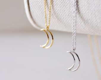 Crescent Moon Necklace in Gold/ Silver. Moon Necklace. Collarbone Necklace. Layering Necklace. Timeless. Gift For Her (PNL- 235)