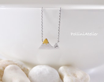 Mt Fuji Necklace in Silver/ Gold. Collarbone Necklace. Volcano Necklace. Japan. Souvenir. Unisex Gift (PNL-218)