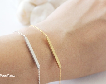 Bar Bracelet in Silver/ Gold. Simple Modern. Minimalist. Everyday Wear. Unisex Gift (PBL-22)