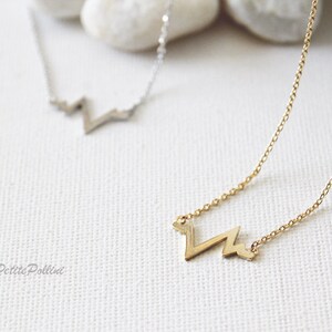 Heart Beat Necklace in Gold/Silver. Chevron Necklace. Minimalist Jewelry. Simple and Chic. Collarbone Necklace. Gift For Her PNL 140 image 3