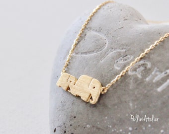 Mum and Baby Elephant Necklace in Silver/ Gold. Elephant Necklace. Safari. Good Luck. Birthday Gift. Gift For Her (PNL-215)