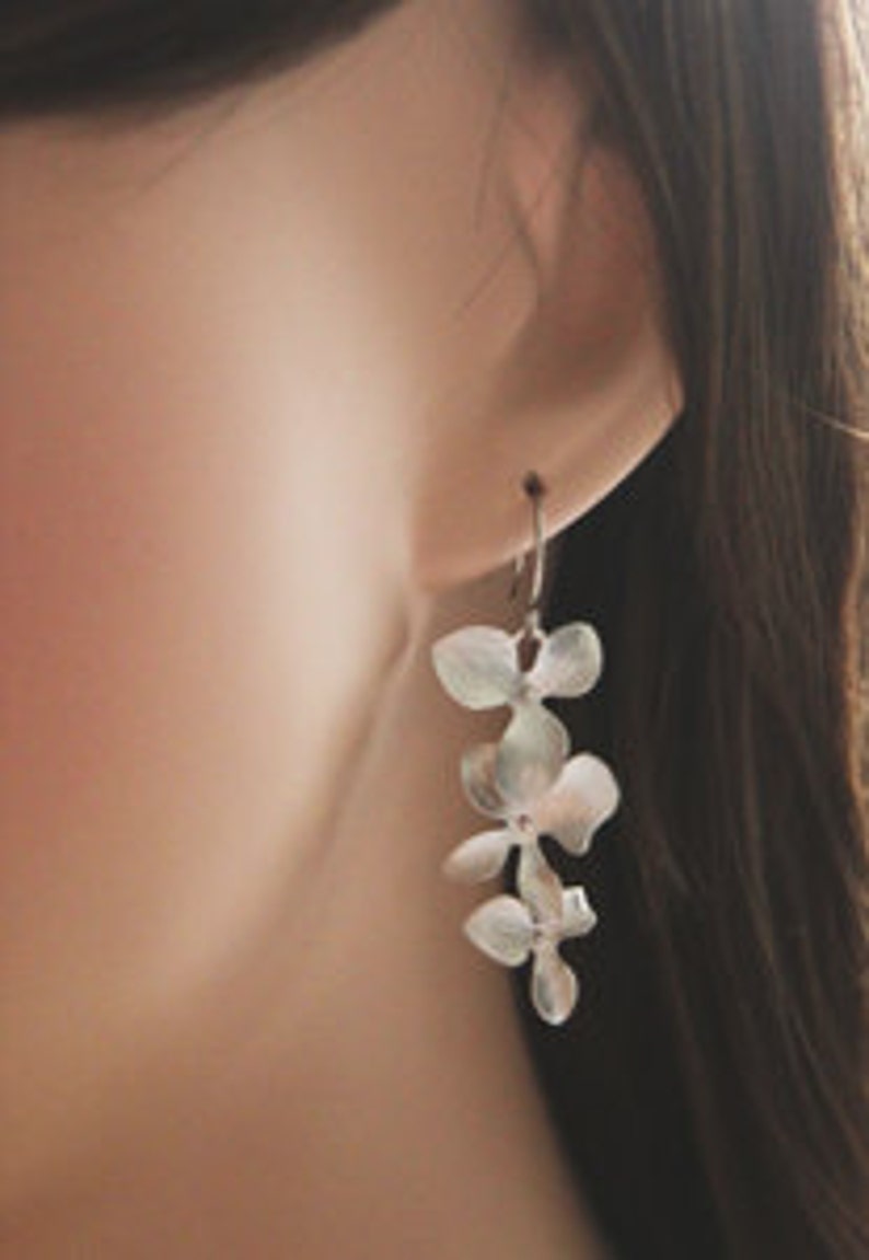 Orchids Earrings in Gold/ Silver. Flower Dangle Earrings. Etsy Australia