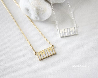 Piano Keyboard Necklace in Silver/ Gold. Sweet and Cute. Everyday Wear. Musician. Art. Pianist. Song. Gift For Her (PNL-166)