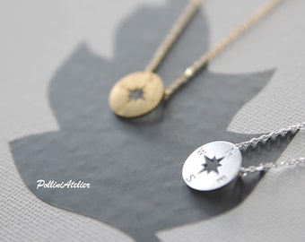Compass Necklace in Gold / Silver. Collarbone Necklace. Charm Necklace. Fun Jewelry. Modern Jewelry. Unisex Gift (PNL- 175)