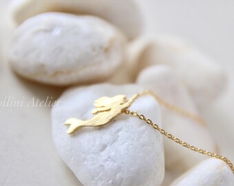 Mermaid Necklace in Matte Silver/ Gold. Fairytale. Collar Bone Necklace. Everyday Wear. Gift For Her (PNL-208)