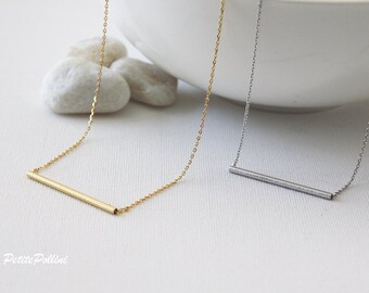 Tube Necklace in Matte Gold/Silver. Minimalist. Simple and Chic. Collarbone Necklace. Timeless. Gift For Her (PNL- 112)