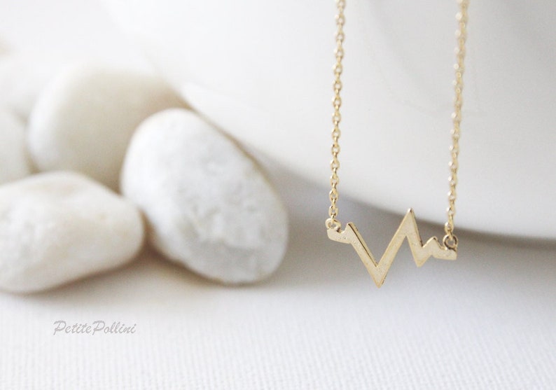 Heart Beat Necklace in Gold/Silver. Chevron Necklace. Minimalist Jewelry. Simple and Chic. Collarbone Necklace. Gift For Her PNL 140 image 1