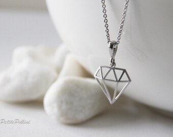 Diamond Necklace in Silver. Love Necklace. Collar Bone Necklace. Love Gift. Valentines. Wedding. Carat. Gift For Her (PNL-121)