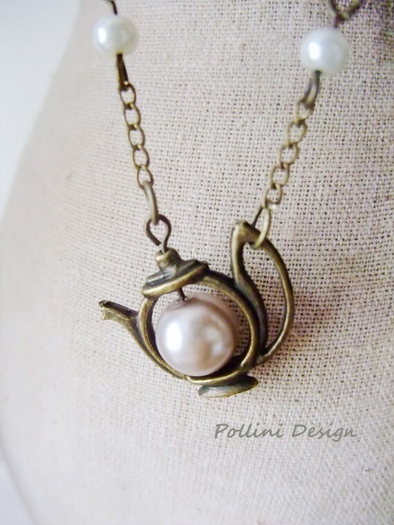 Have a Tea Earrings. Antique Teapot With Pearl. Pastel Etsy
