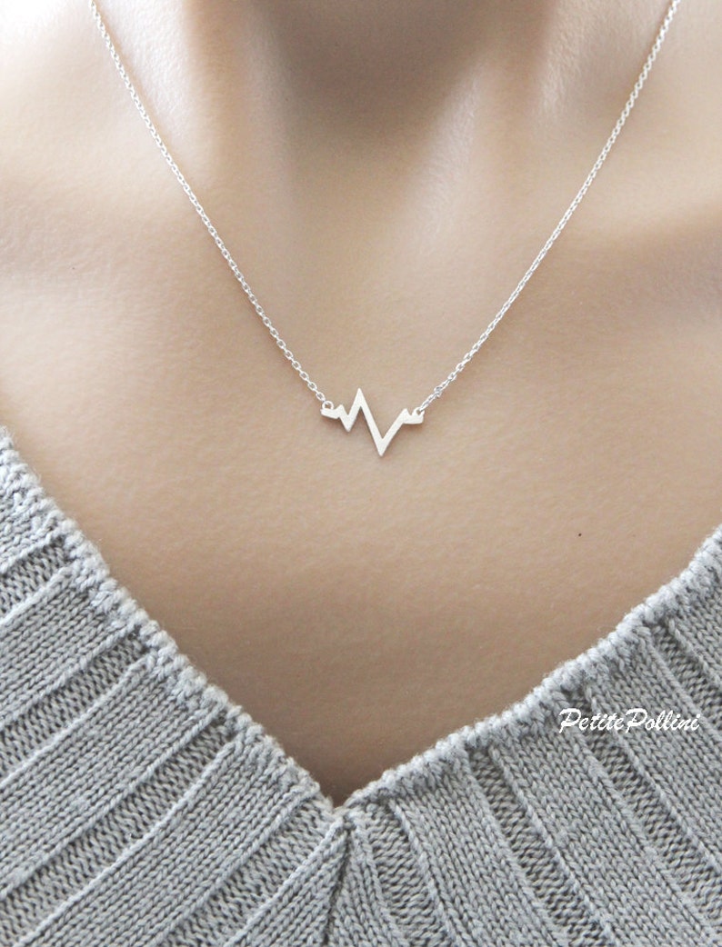 Heart Beat Necklace in Gold/Silver. Chevron Necklace. Minimalist Jewelry. Simple and Chic. Collarbone Necklace. Gift For Her PNL 140 image 5