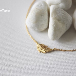 Feather Necklace in Silver/ Gold. Collar Bone Necklace. Everyday Wear. Gift For Her PNL-76 image 2