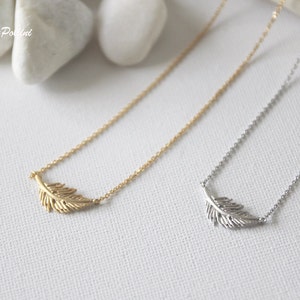 Feather Necklace in Silver/ Gold. Collar Bone Necklace. Everyday Wear. Gift For Her (PNL-76)
