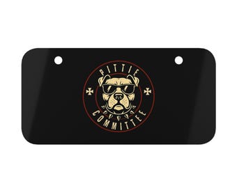Pittie Committee Mini License Plate | Pit Bull Dog Lover Gift | Funny Bicycle Motorcycle Plate | Pitbull Mom Dad Bike Accessory