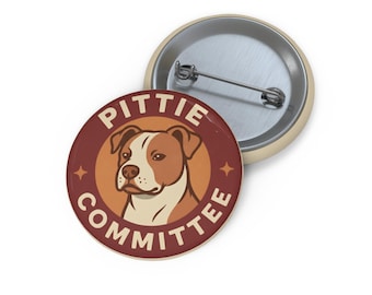 Pittie Committee Pin | Pit Bull Enamel Pin | Dog Lover Lapel Pin | Pitbull Mom Badge | Rescue Dog Pin | Cute Dog Backpack Pin Gift