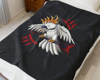 Headbanging Cockatoo (Rockatoo) - Velveteen Plush Blanket, Cozy Home Decor, Gifts for Bird Lovers, Living Room, Birthday Gift